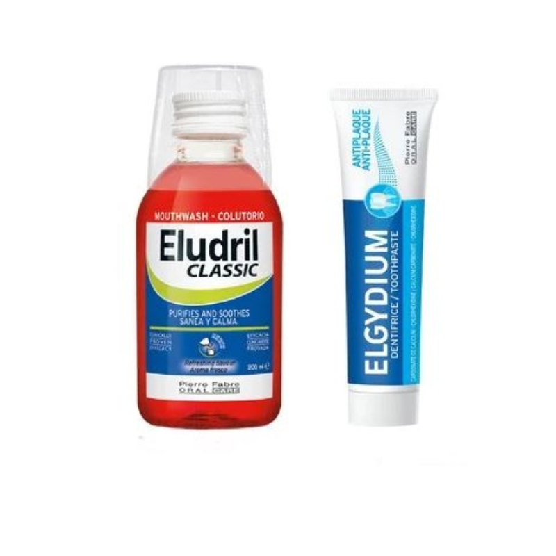 Eludril Антибактериална вода за уста 200мл + Elgydium Антиплакова паста за зъби 50мл