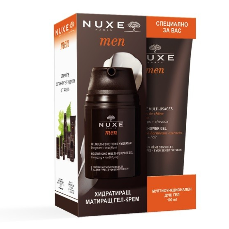 Nuxe men хидратиращ гел за лице 50мл + душ-гел 100мл