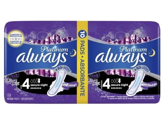 Дамски превръзки always platinum secure night x10