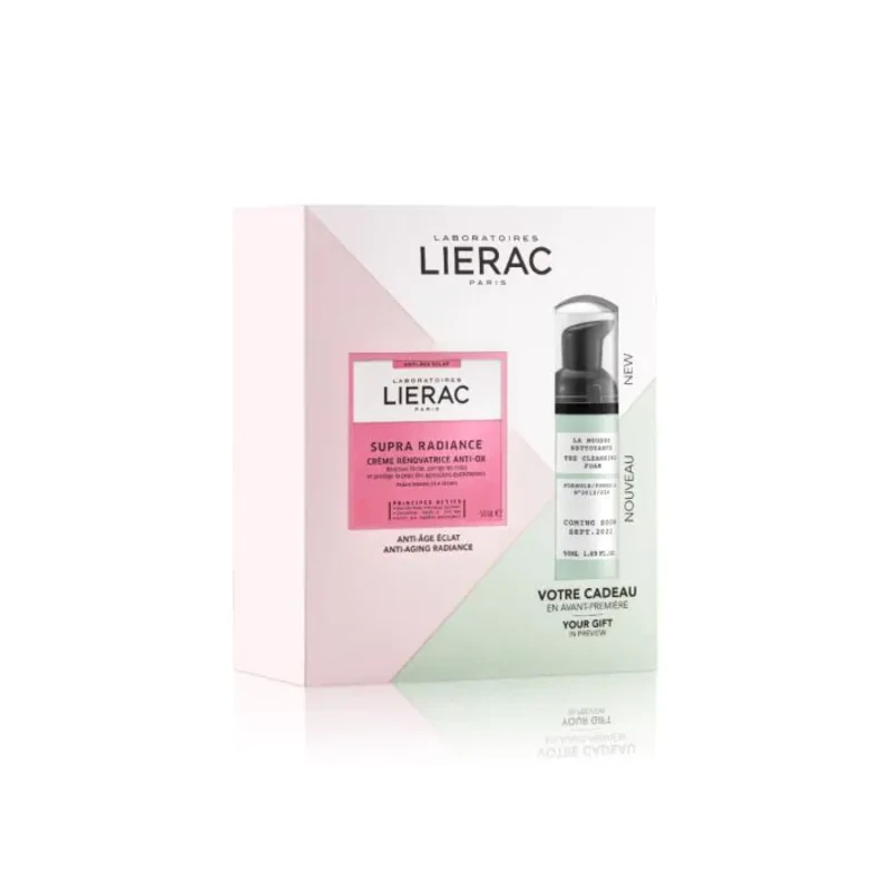 Lierac supra radiance крем за суха кожа + нежна почиастваща пяна комплект