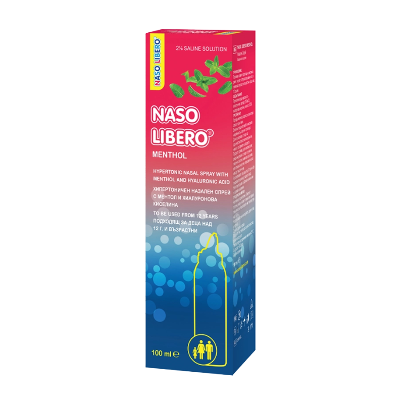 Назо либеро хипертоничен назален спрей с ментол и хиалуронова киселина 100мл