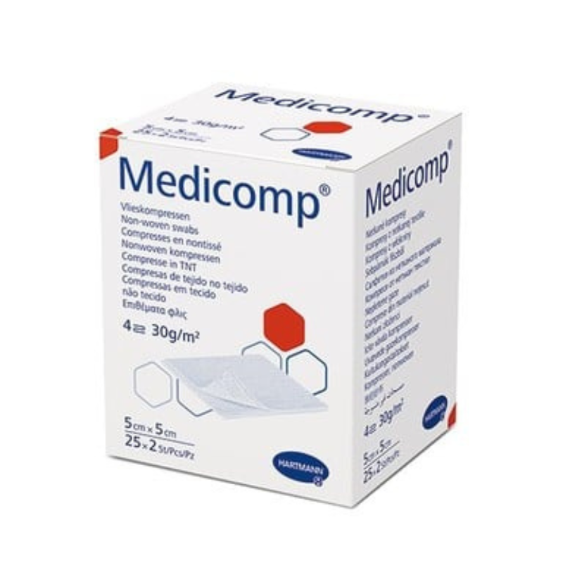 Медикомп компрес нетъкан текстил стерилен 7.5см/7.5см х 50 (25х2)