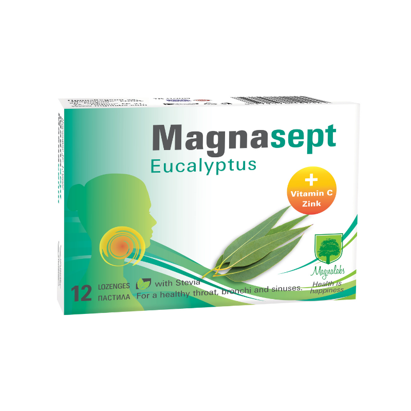 Магнасепт евкалипт пастили при болки в гърлото х12 Magnalabs