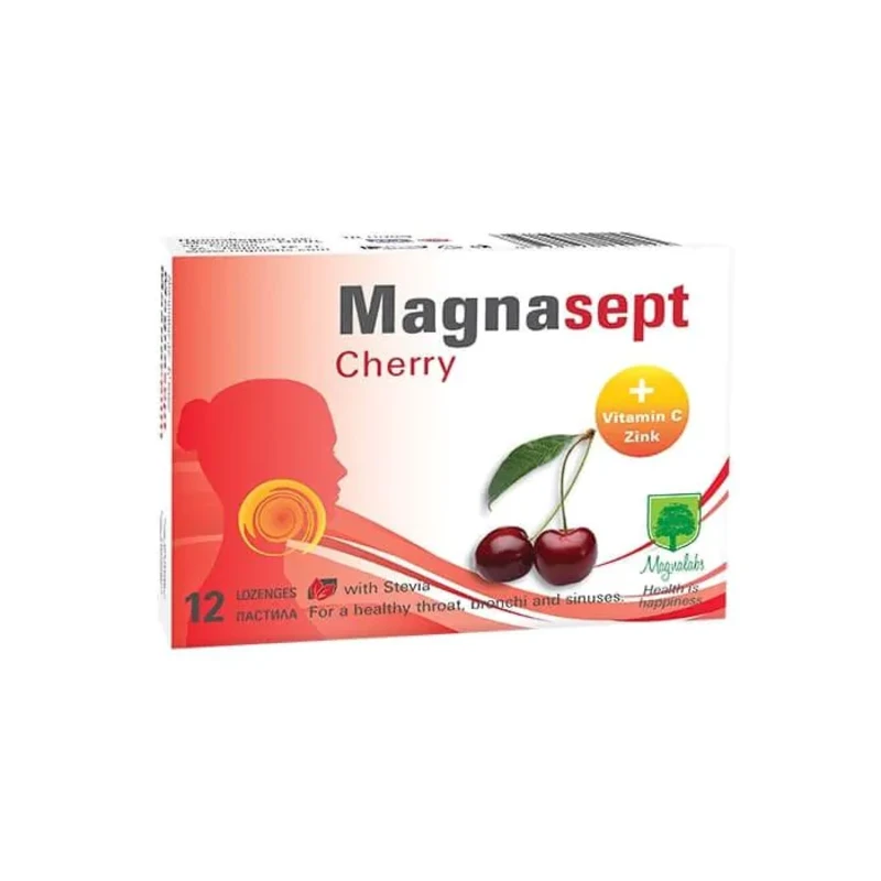 Магнасепт череша пастили при болки в гърлото х12 Magnalabs