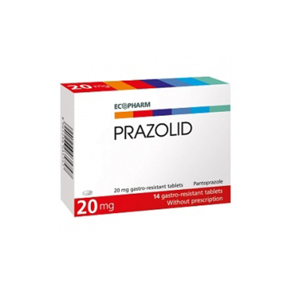 Празолид таблетки при симптоми на стомашен рефлукс 20мг х14 Ecopharm