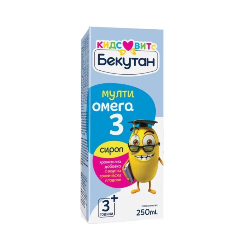 Бекутан Кидс мултиомега 3 сироп за имунитет и когнитивни функции на детето 250 мл