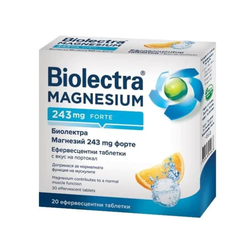 Биолектра Магнезий портокал ефервесцентни таблетки за мускули и нерви 243мг х20
