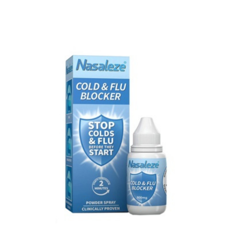Nasaleze Cold&amp;Flu Blocker Прахообразен спрей за нос за превенция от настинка и грип х800 мг