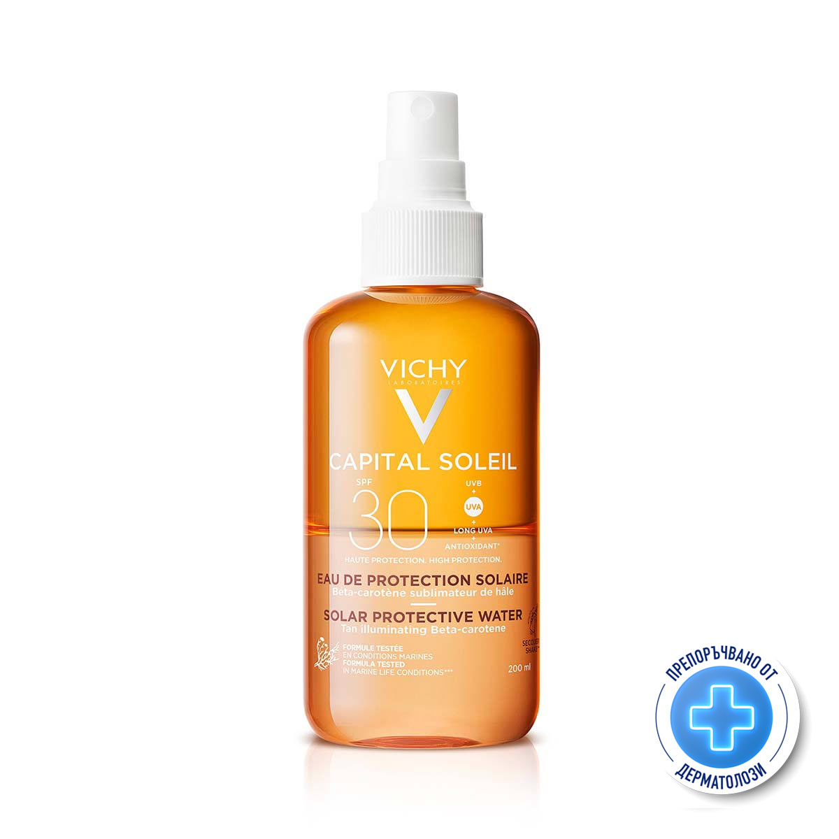 Vichy Soleil SPF 30 вода за лице и тяло за подобряване на тена 200 мл 585217