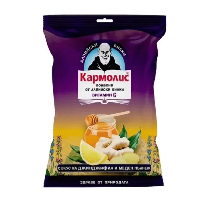 Бонбони кармолис с джинджифил + мед + витамин С 75гр