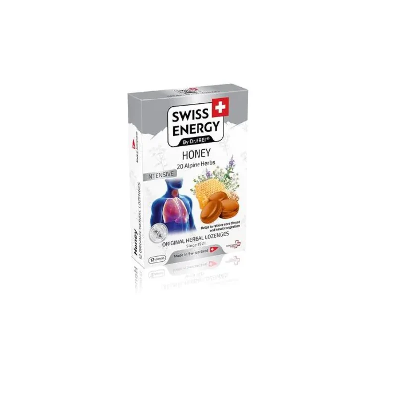 Билкови пастили с мед при възпалено гърло х12 Swiss Energy