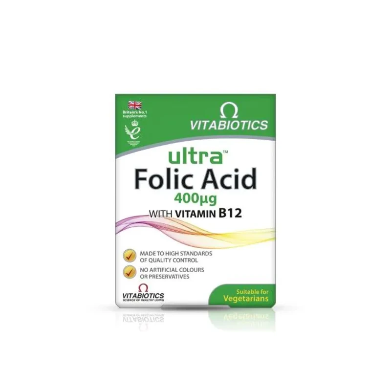 Ултра Фолиева киселина с витамин В12 капсули по време на бременност х60 Vitabiotics
