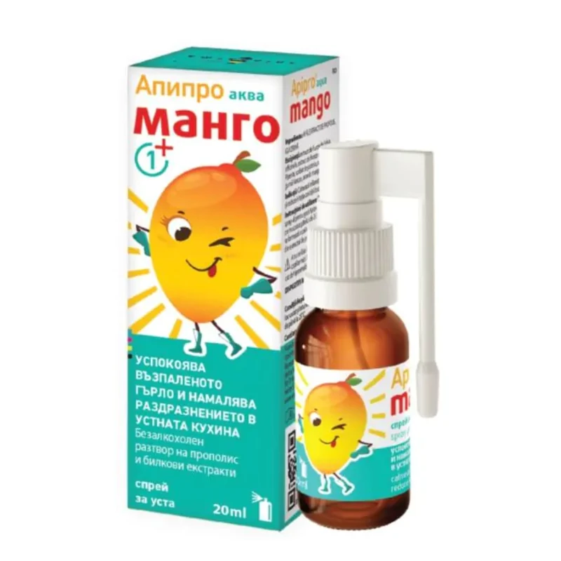 Апипро аква манго спрей при дразнене и зачервено гърлото 20мл