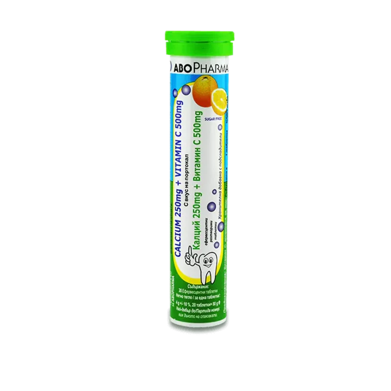Калций 250мг + витамин С 500мг ефервесцентни таблетки х20 Abopharma