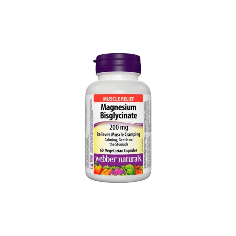 Магнезий бисглицинат капсули при мускулни крампи 200мг х60 Webber Naturals