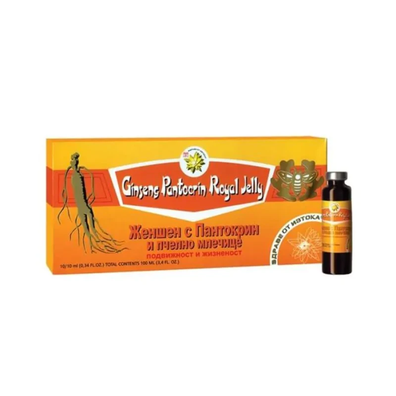 Жен шен с Пантокрин и Пчелно млечице флакони за стави и мускули 10мл х10