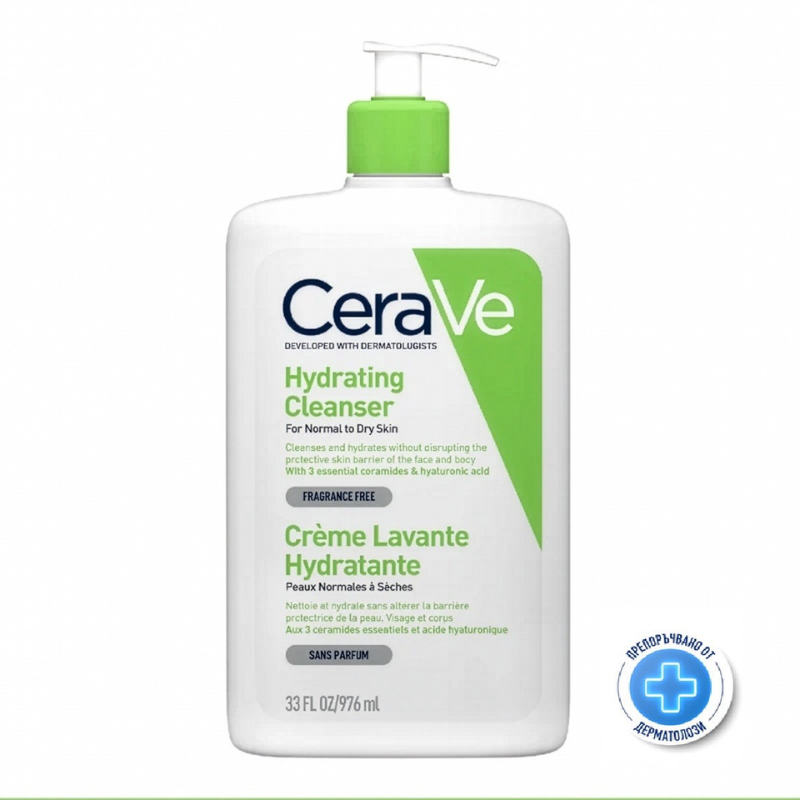Cerave Хидратиращ измиващ крем за лице и тяло за нормална до суха кожа промо 976мл 598767