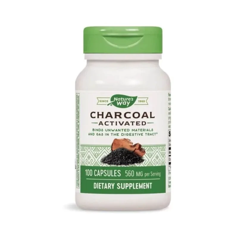 Активен въглен капсули за пречистване на организма от вредни токсини 280мг х100 Nature&#039;s Way
