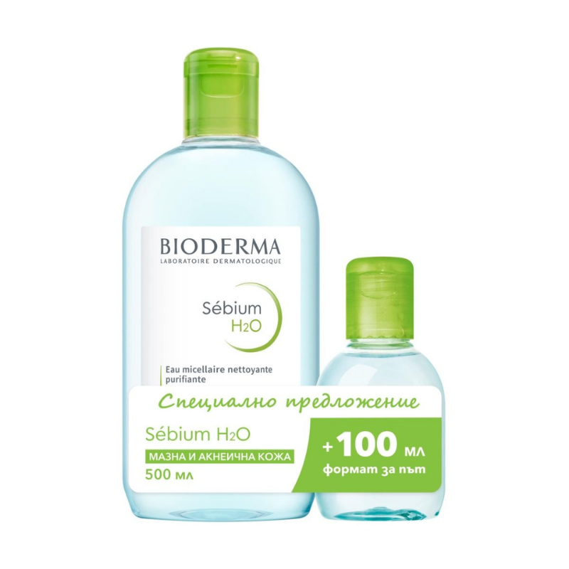Bioderma sebium мицеларна вода за мазна и кожа склонна за акне 500мл +100мл промо коплект