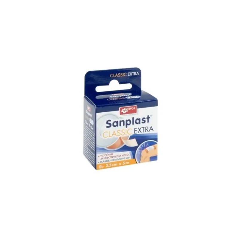 Sanplast classic extra прикрепящ пластир 2,5см/5м